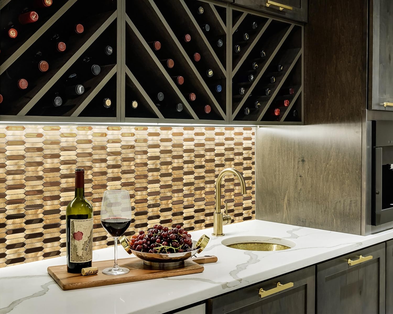5-Sheet Gold Metal Mosaic Tiles