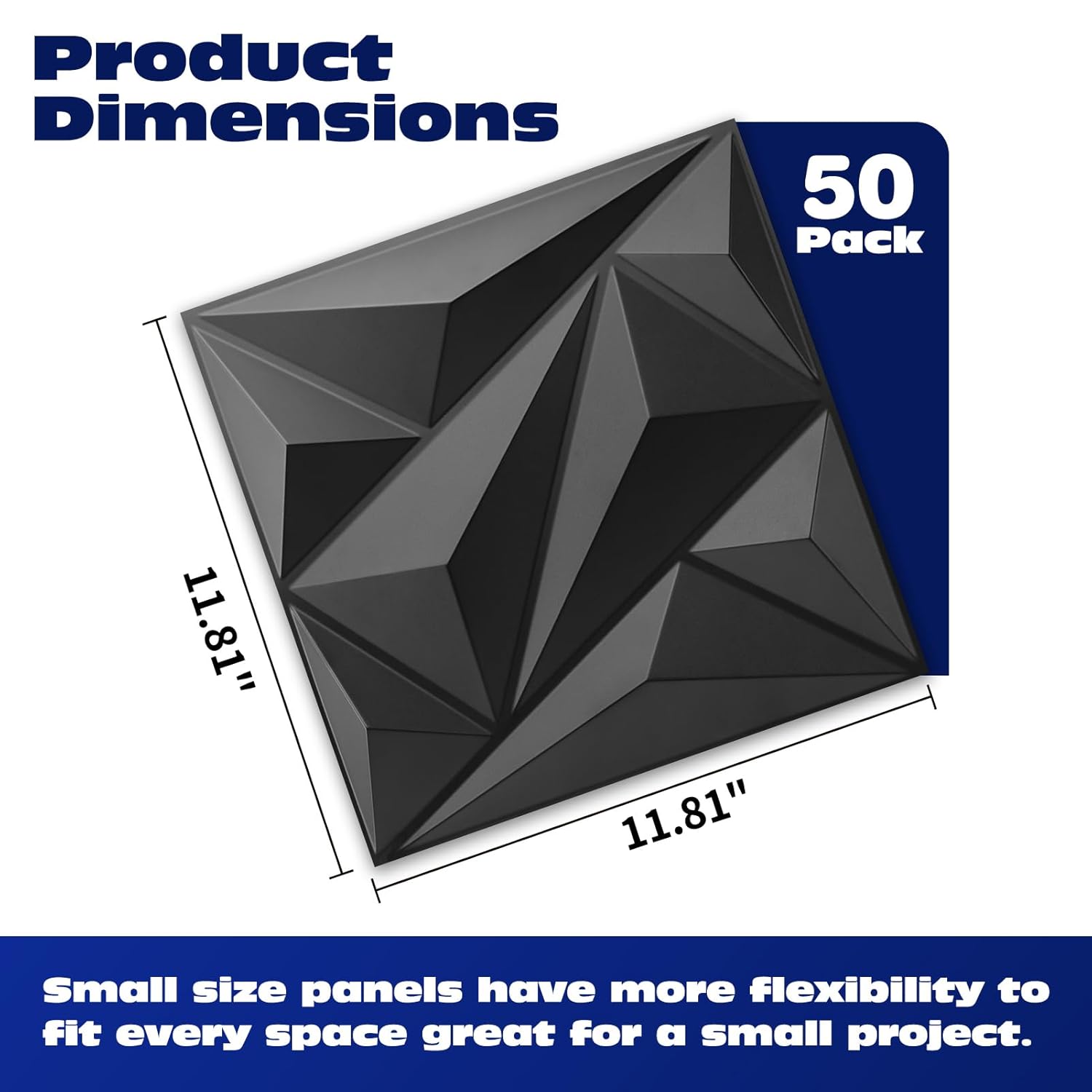50-Pack Black PVC Geometric Panels