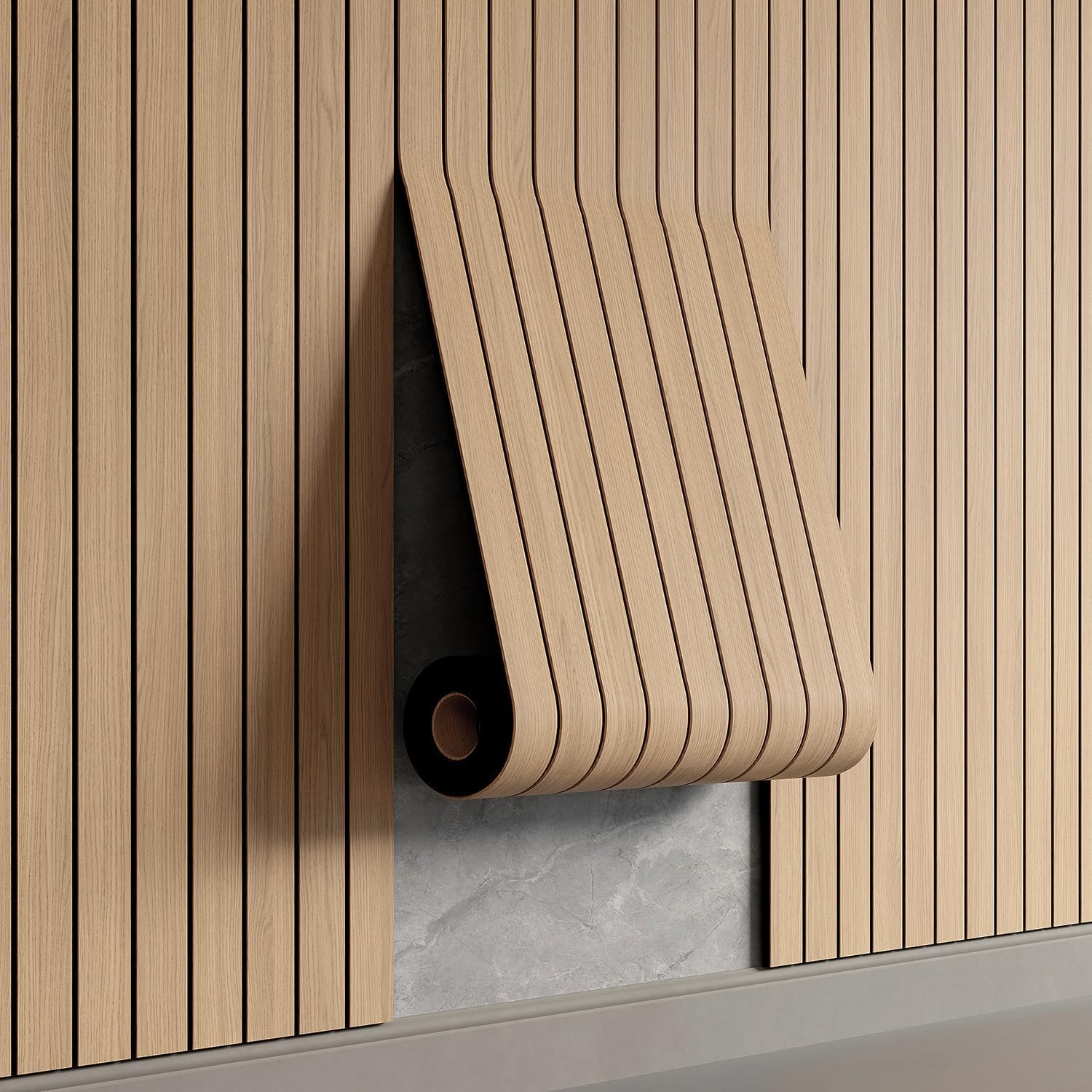 Light Oak Slatted Wall Panel